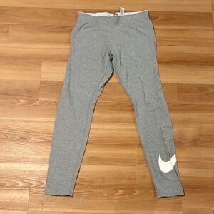 Nike Gray Leggings with White Swoosh